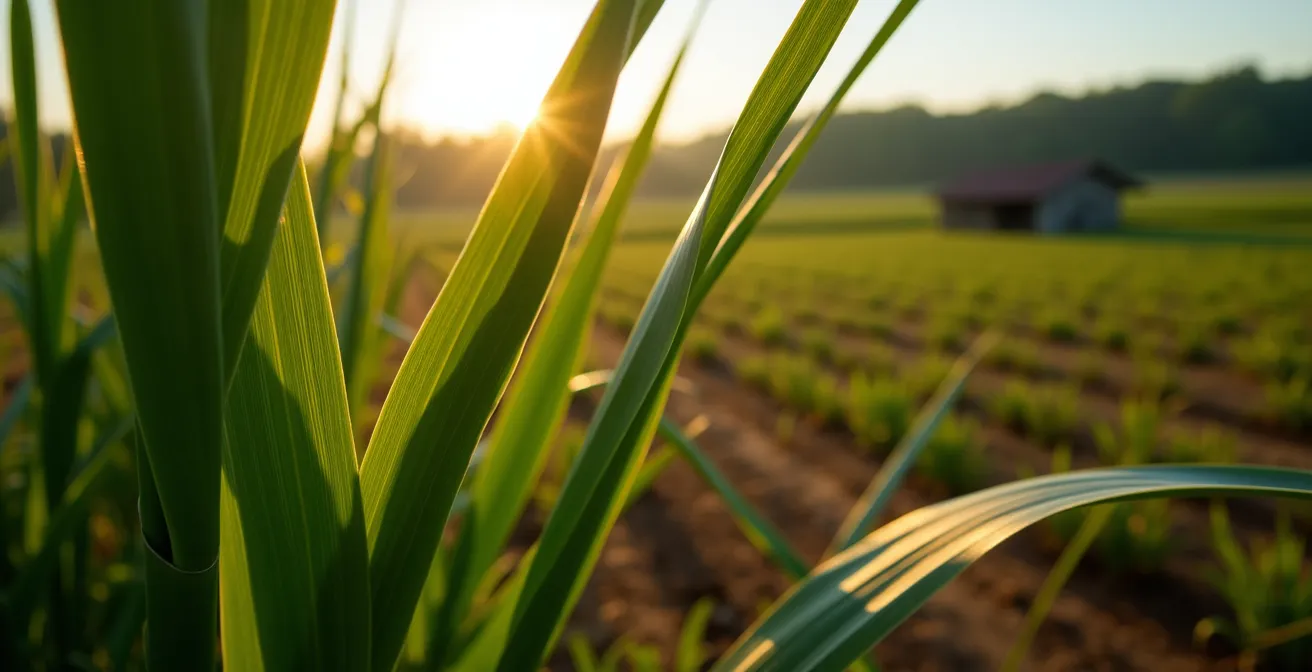 Vue aérienne montrant les colonnes thermiques s'élevant des champs de canne à sucre
